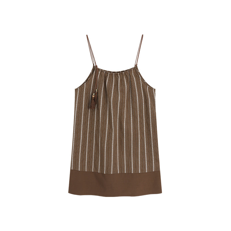 Pure Cotton A-Line Dress With Tassel Strap