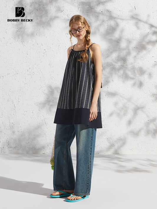 Pure Cotton A-Line Dress With Tassel Strap