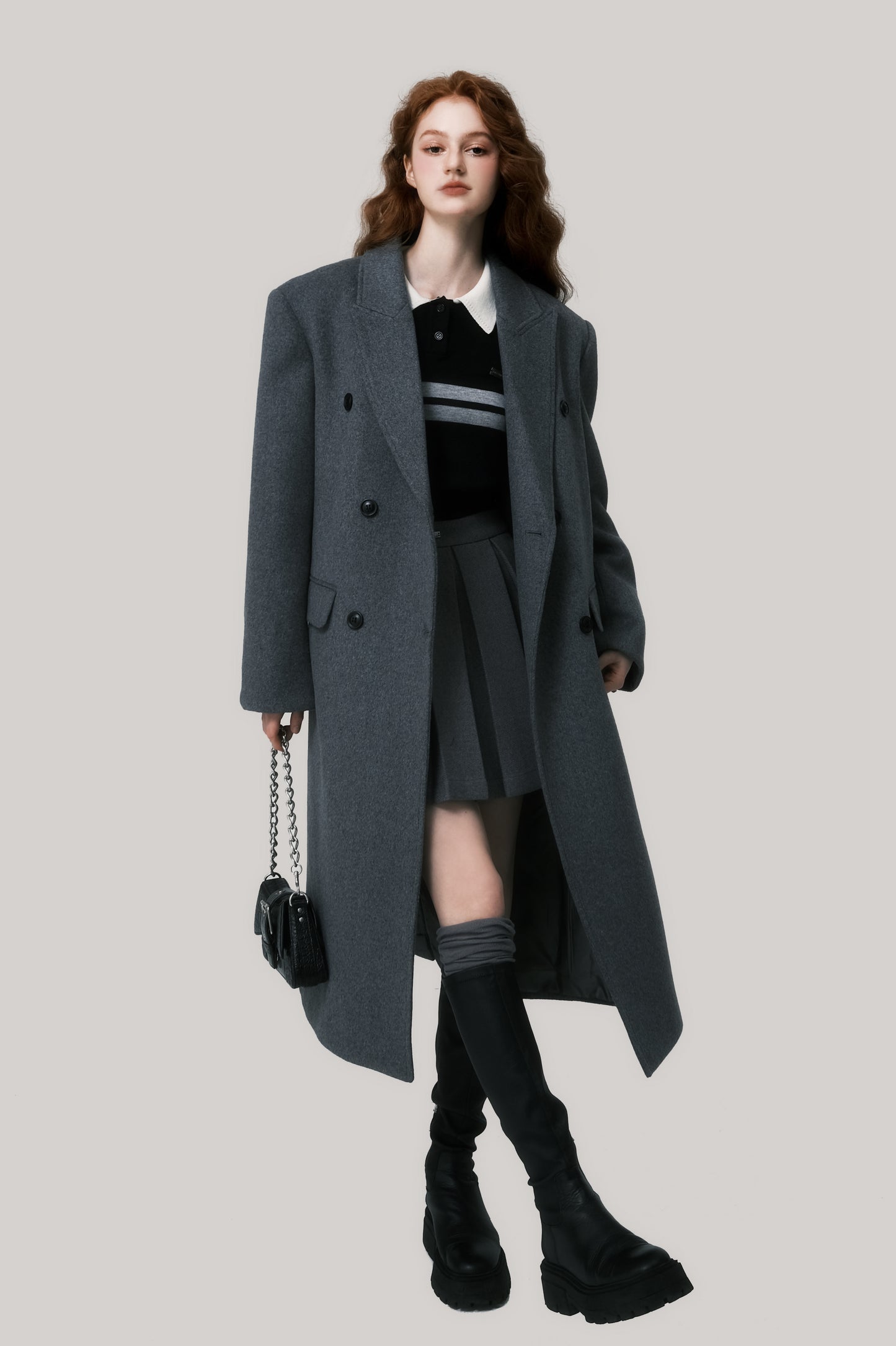 College Style Striped Cropped Polo Sweater