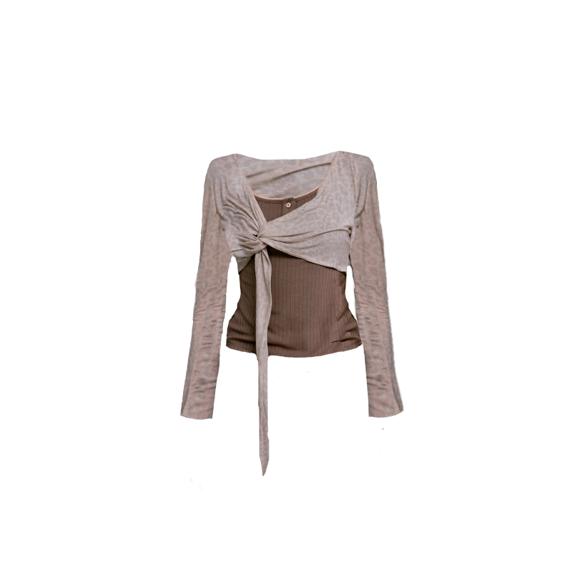 Sleeveless Rib & Long-Sleeve Crop Top Set