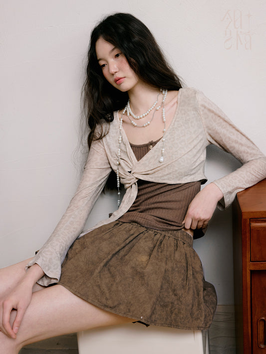 Sleeveless Rib & Long-Sleeve Crop Top Set