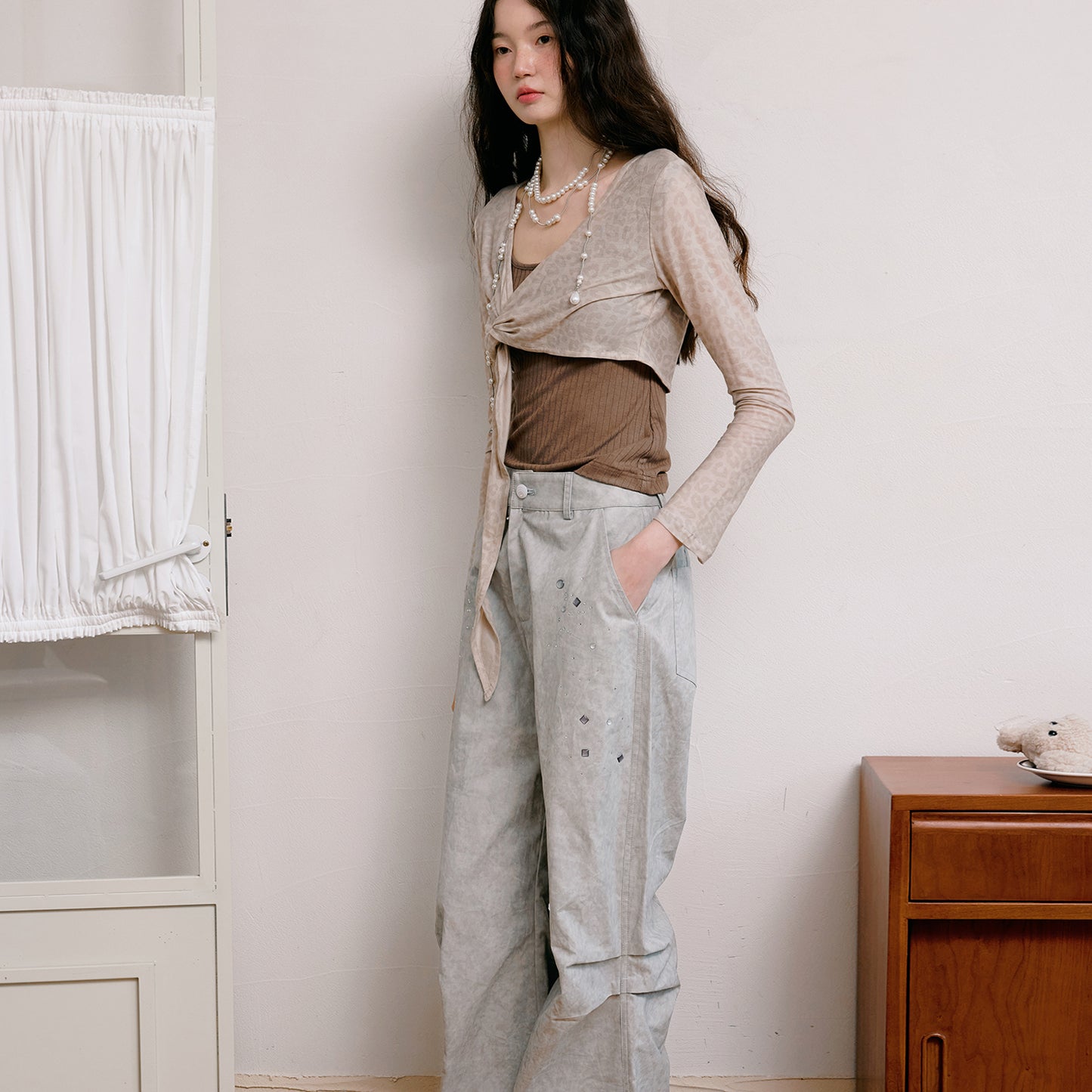 Sleeveless Rib & Long-Sleeve Crop Top Set