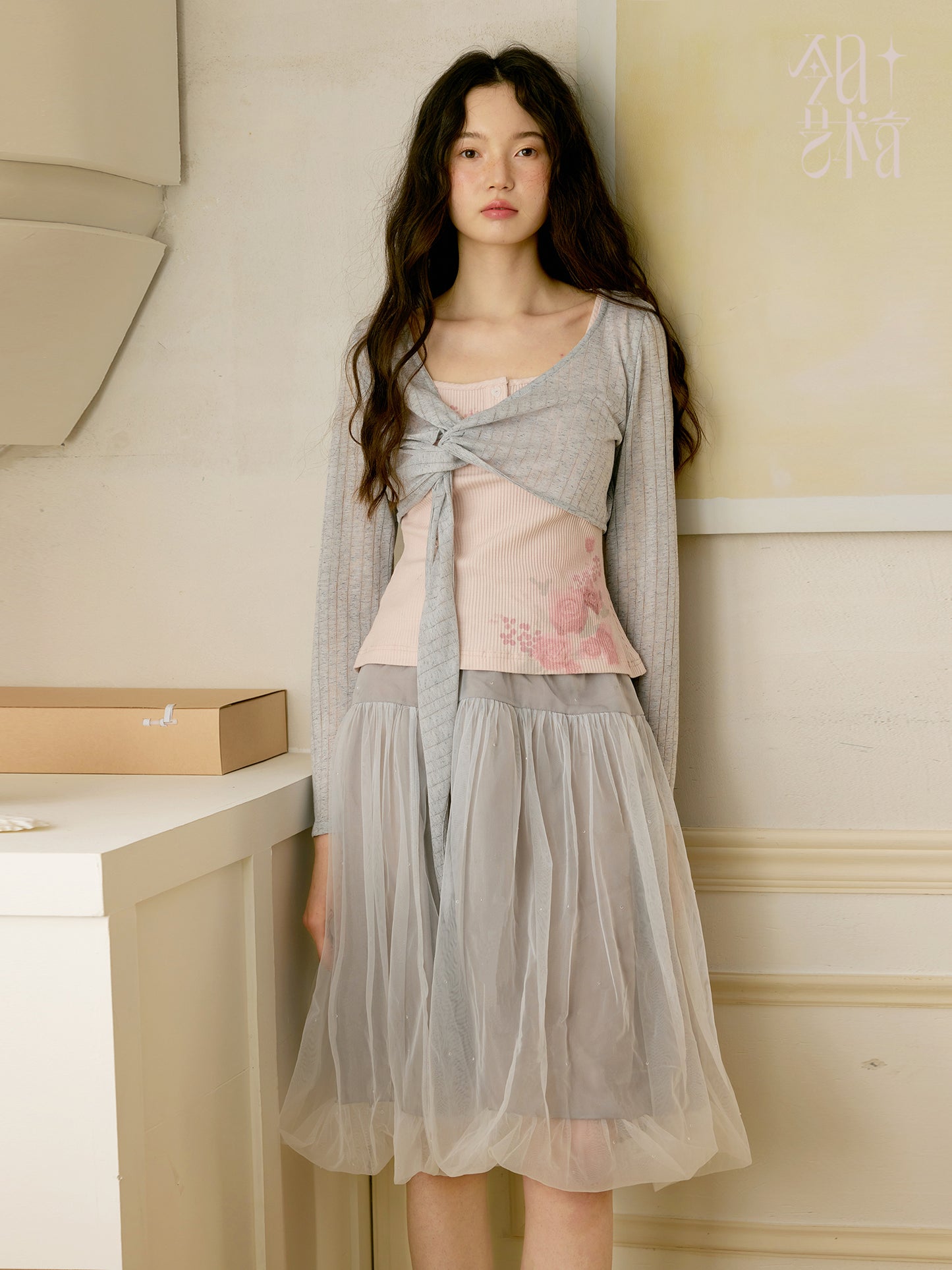 Sleeveless Rib & Long-Sleeve Crop Top Set