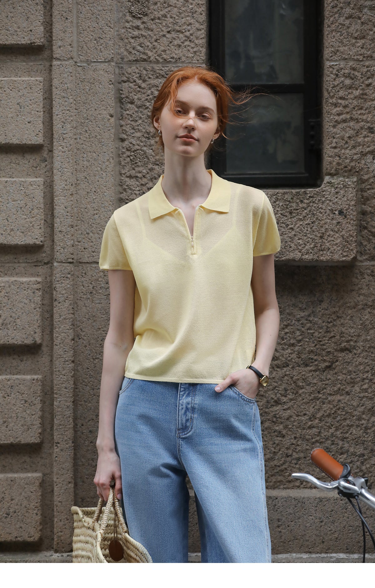 Soft Knit Top With Half-Zip Design