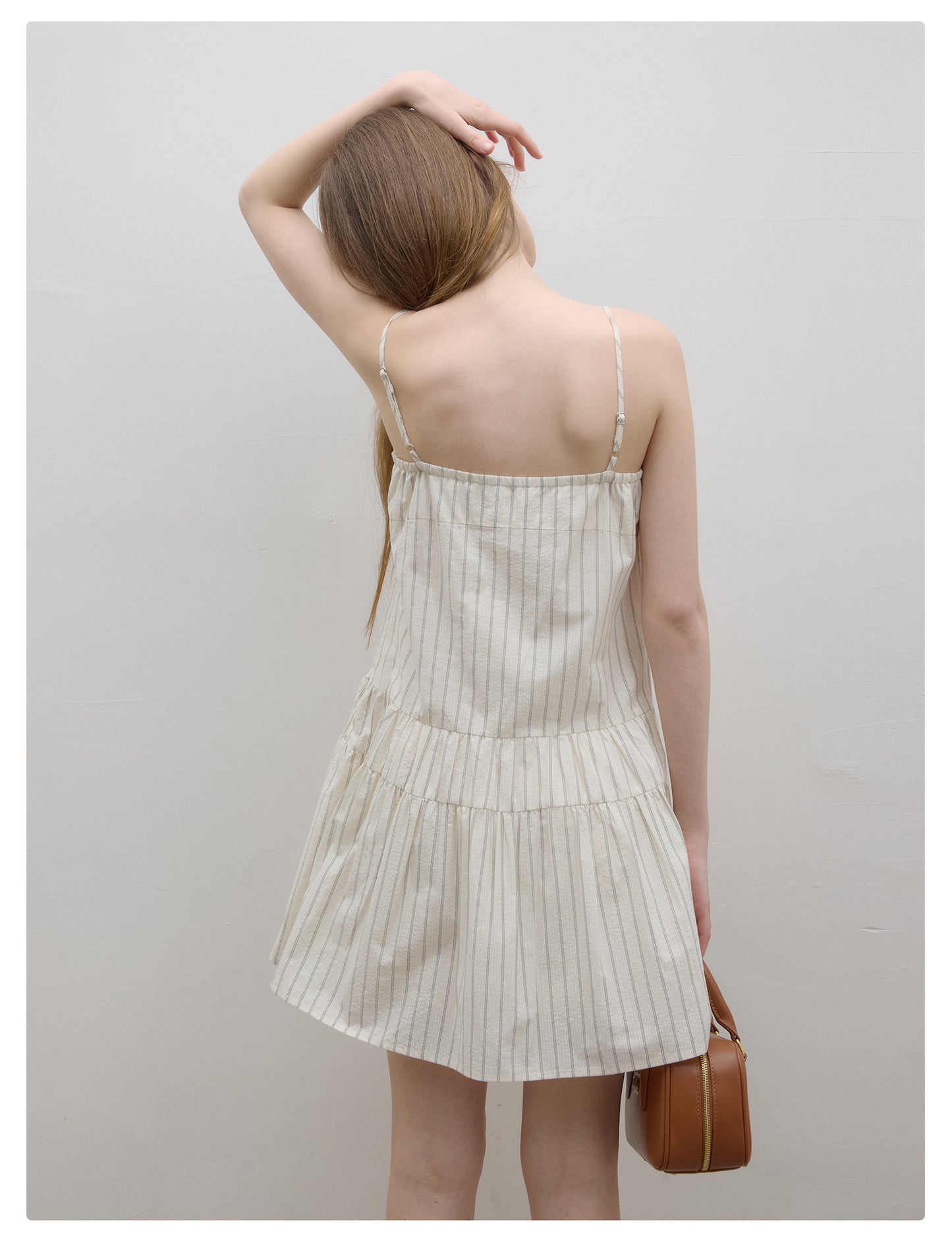 Paneled Stripe Cami Dress With Large Bow