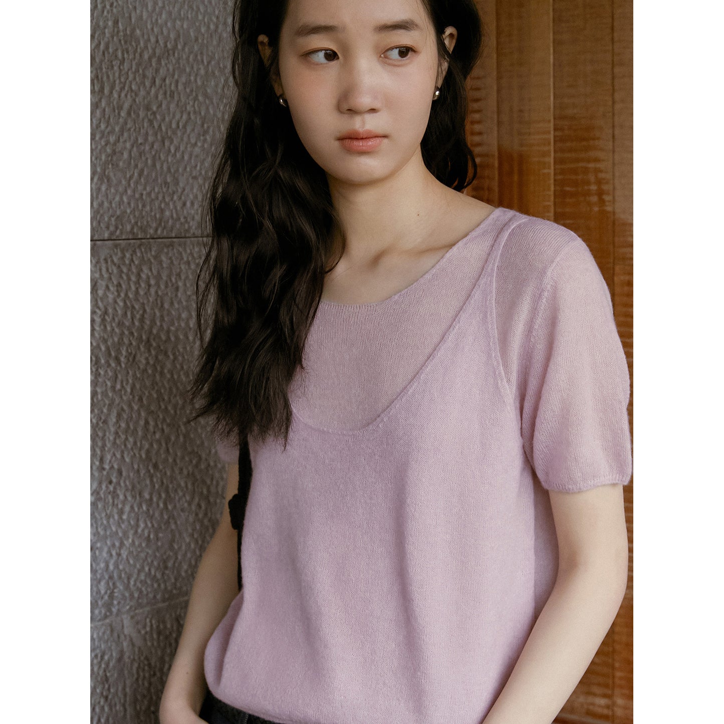 Monotone Layered Wool-Blend Knit Top