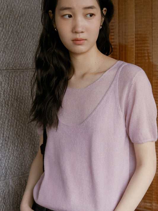 Monotone Layered Wool-Blend Knit Top