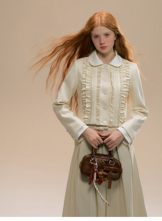 Ruffled Shirt Jacket And Matching Pleated Skirt