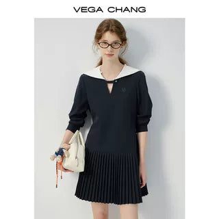 Embroidered Pleated Sailor Dress  2 Sleeve Lengths