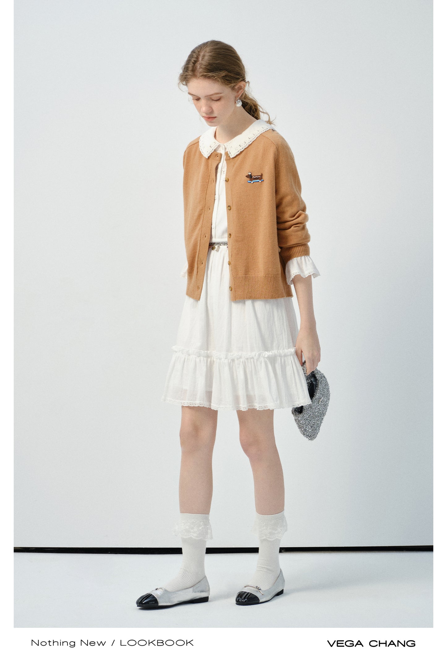 Cozy Knit Cardigan With Playful Puppy Patch