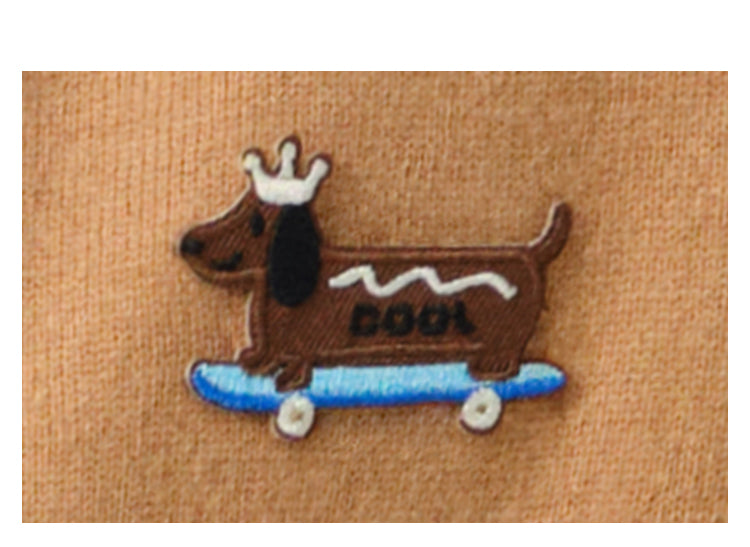 Cozy Knit Cardigan With Playful Puppy Patch