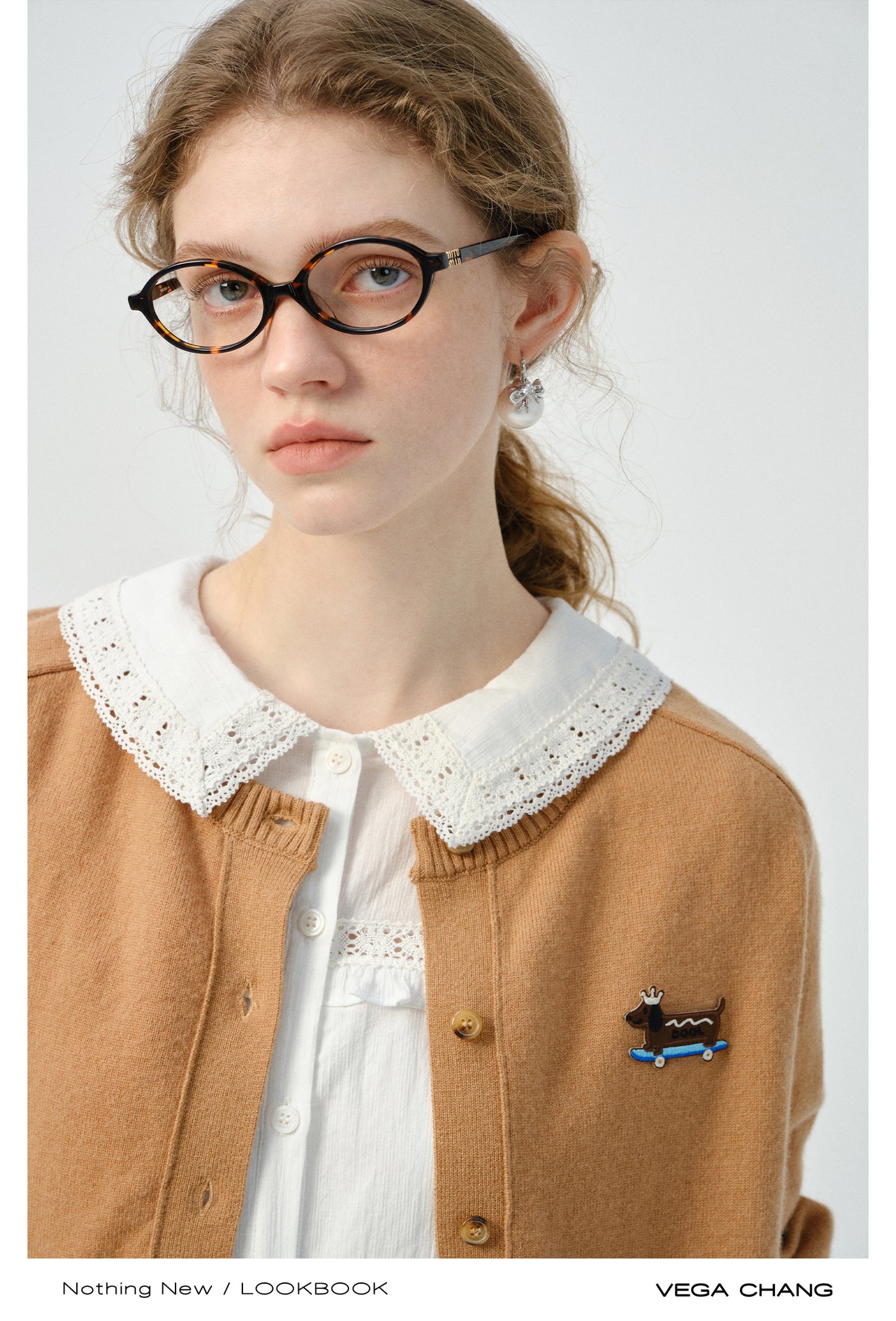 Cozy Knit Cardigan With Playful Puppy Patch