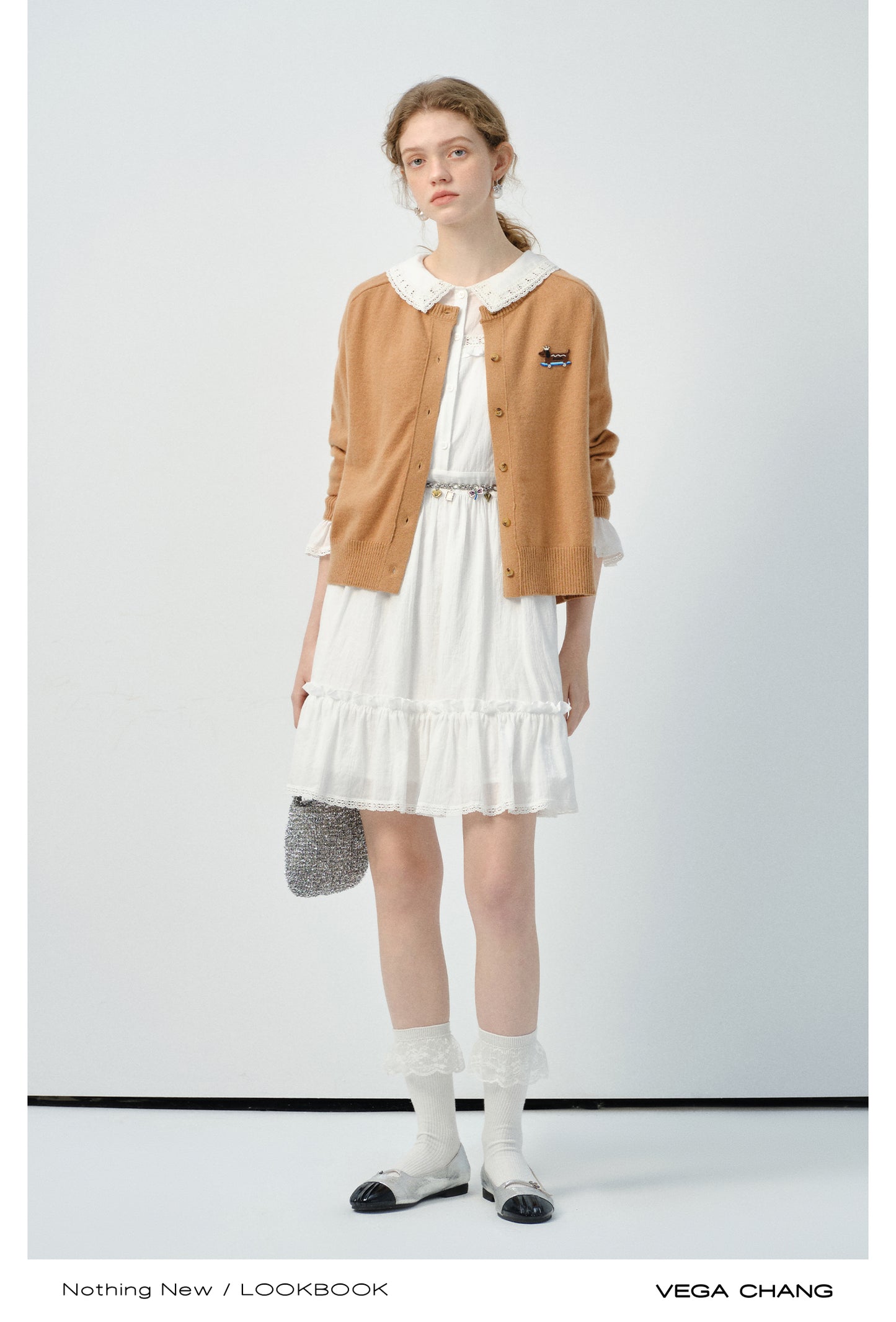 Cozy Knit Cardigan With Playful Puppy Patch