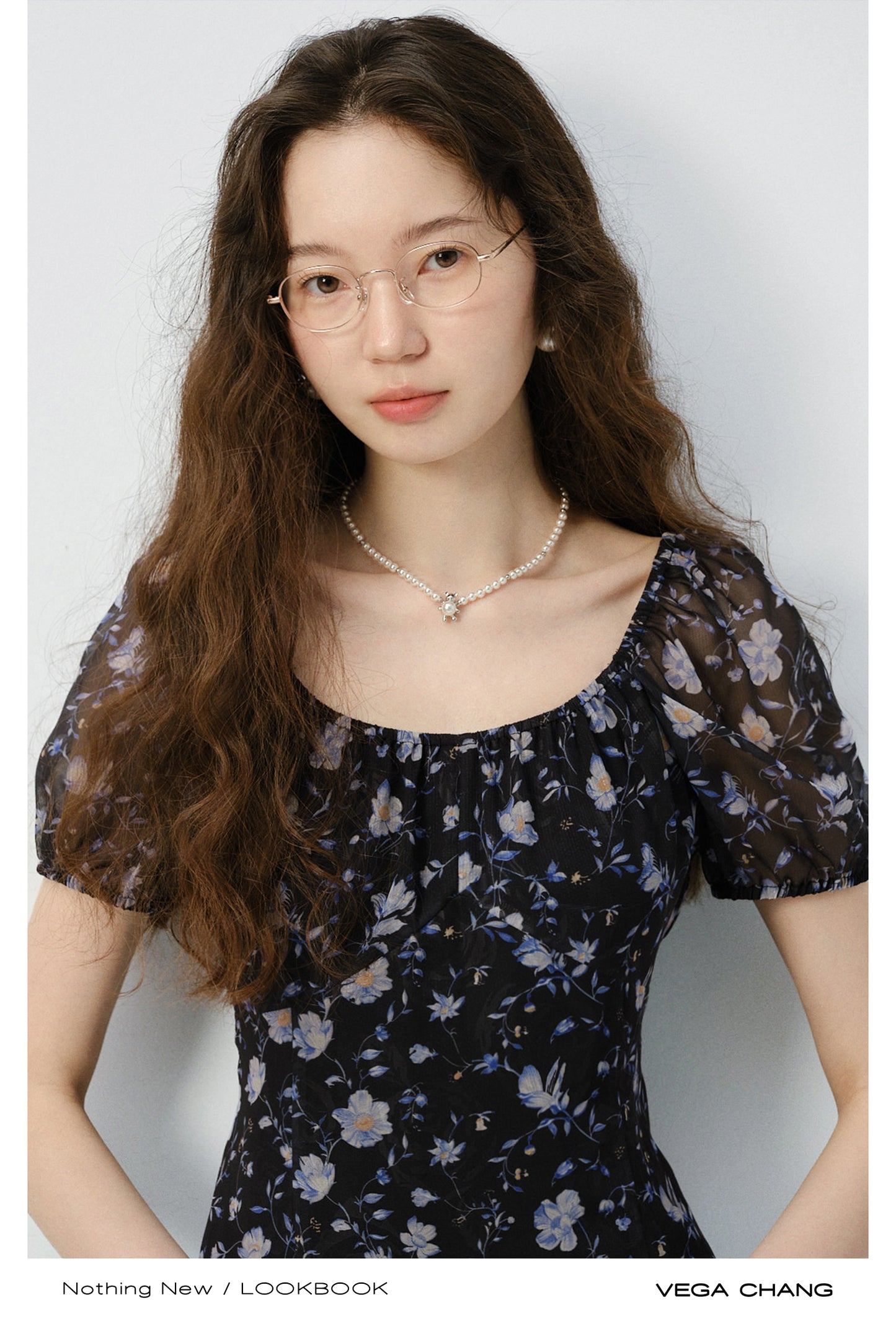 Floral Puff-Sleeve Slit Dress With Ruffled Hem