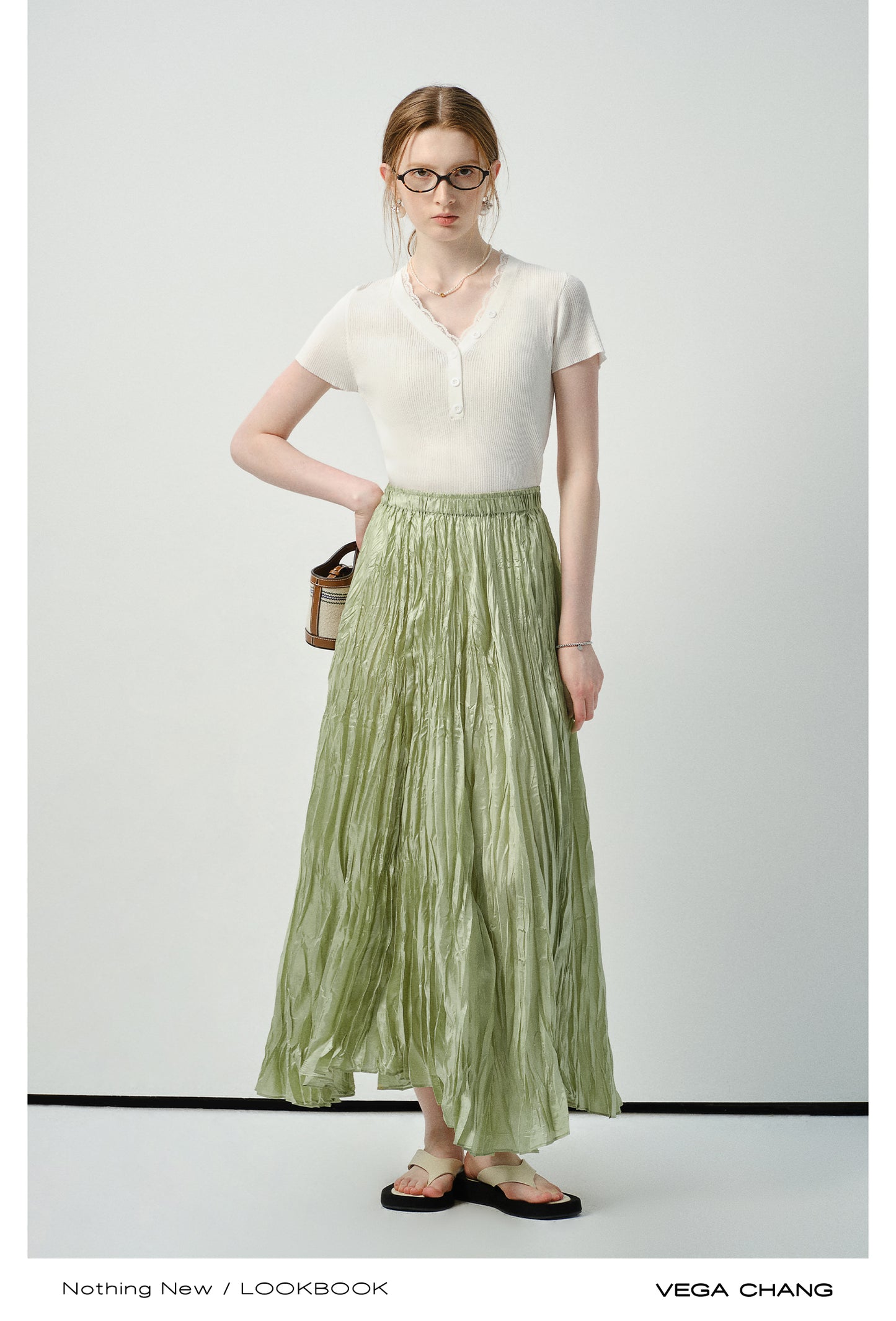 Fitted Lace-Trimmed Rib T-Shirt