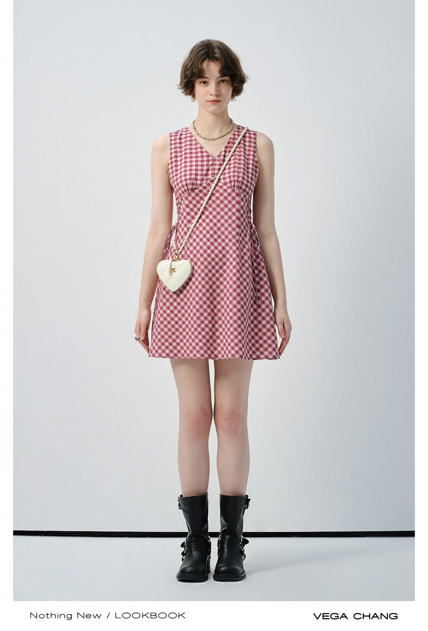 V-Neck Sleeveless Mini Dress With Lace-Up Sides
