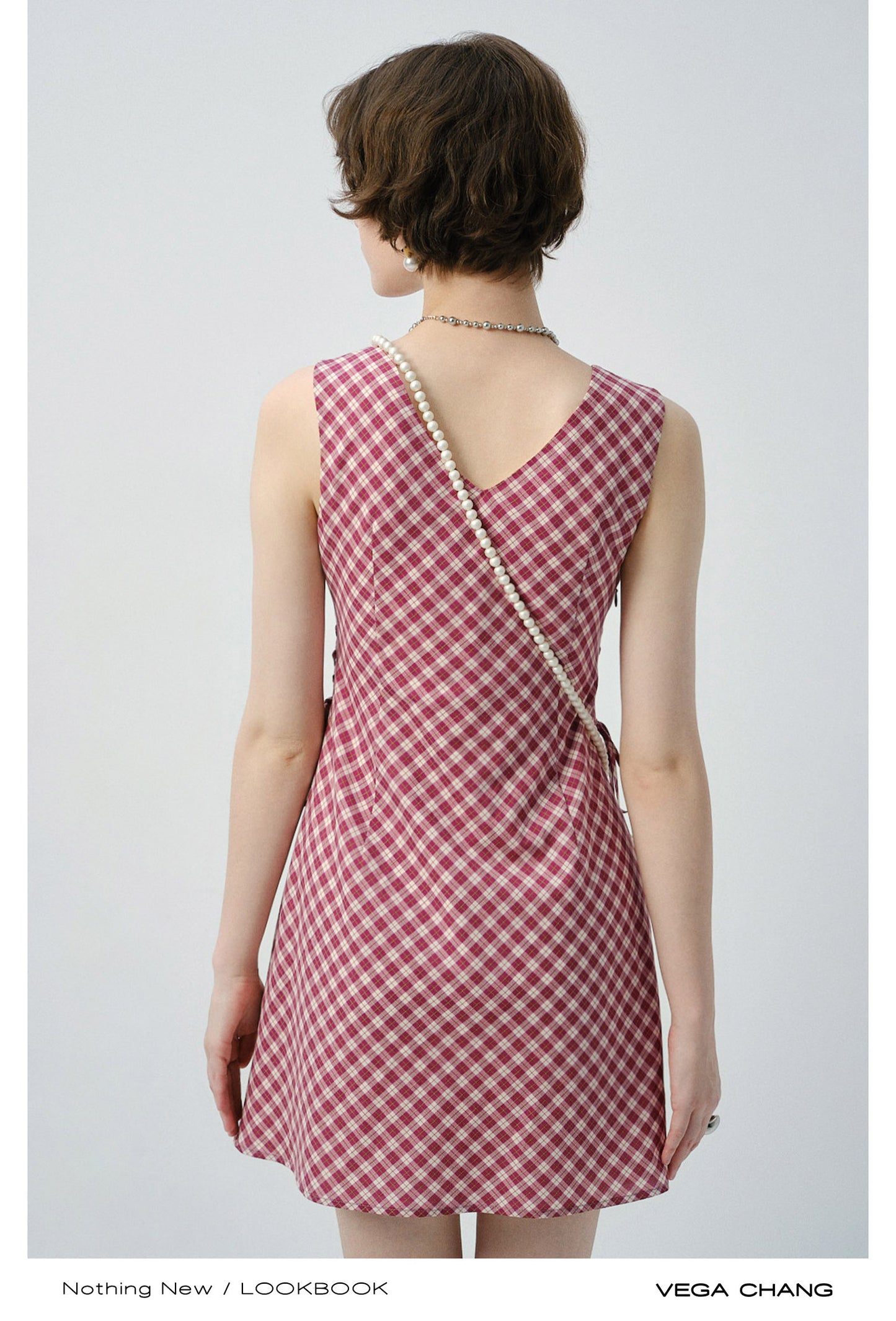 V-Neck Sleeveless Mini Dress With Lace-Up Sides