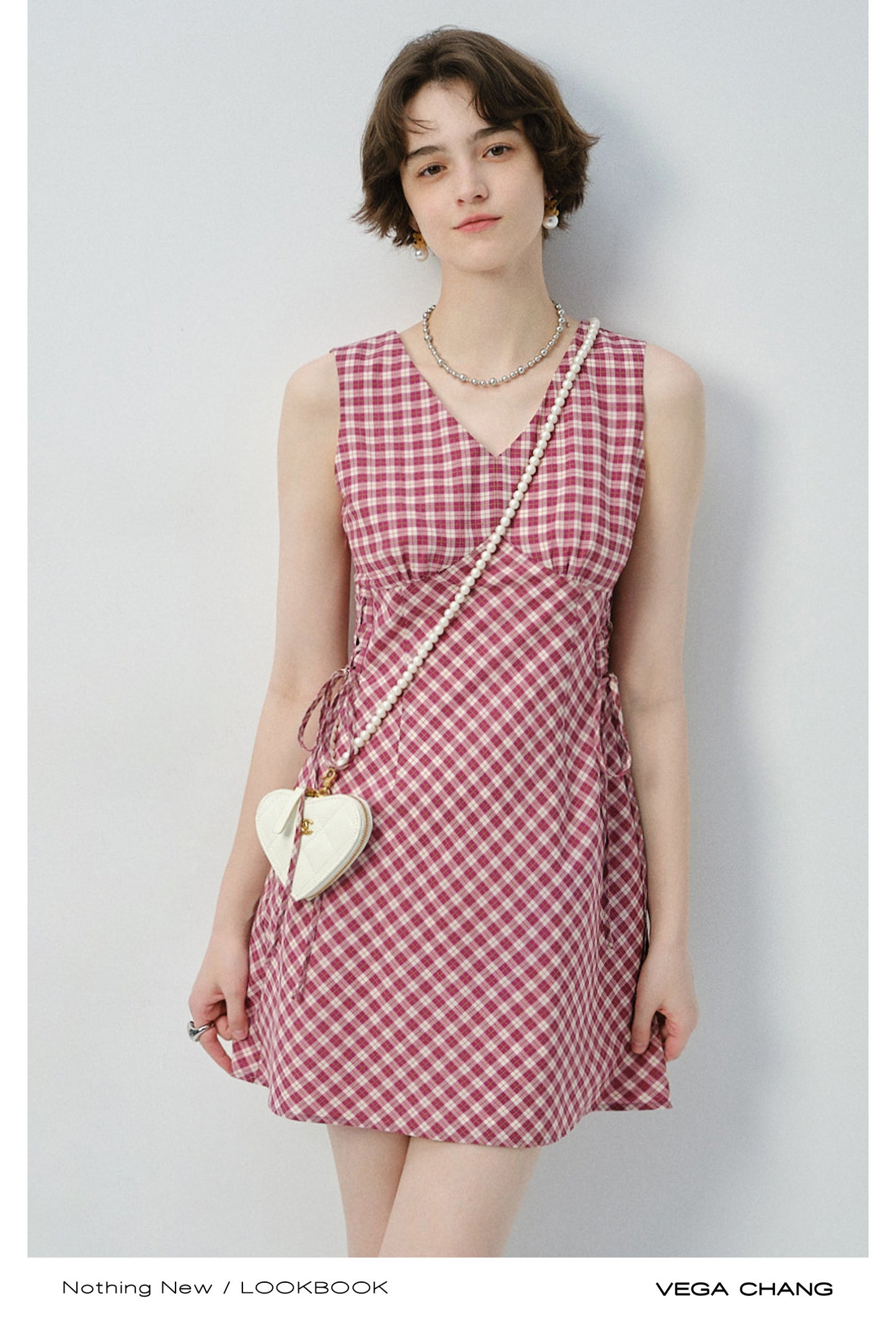 V-Neck Sleeveless Mini Dress With Lace-Up Sides