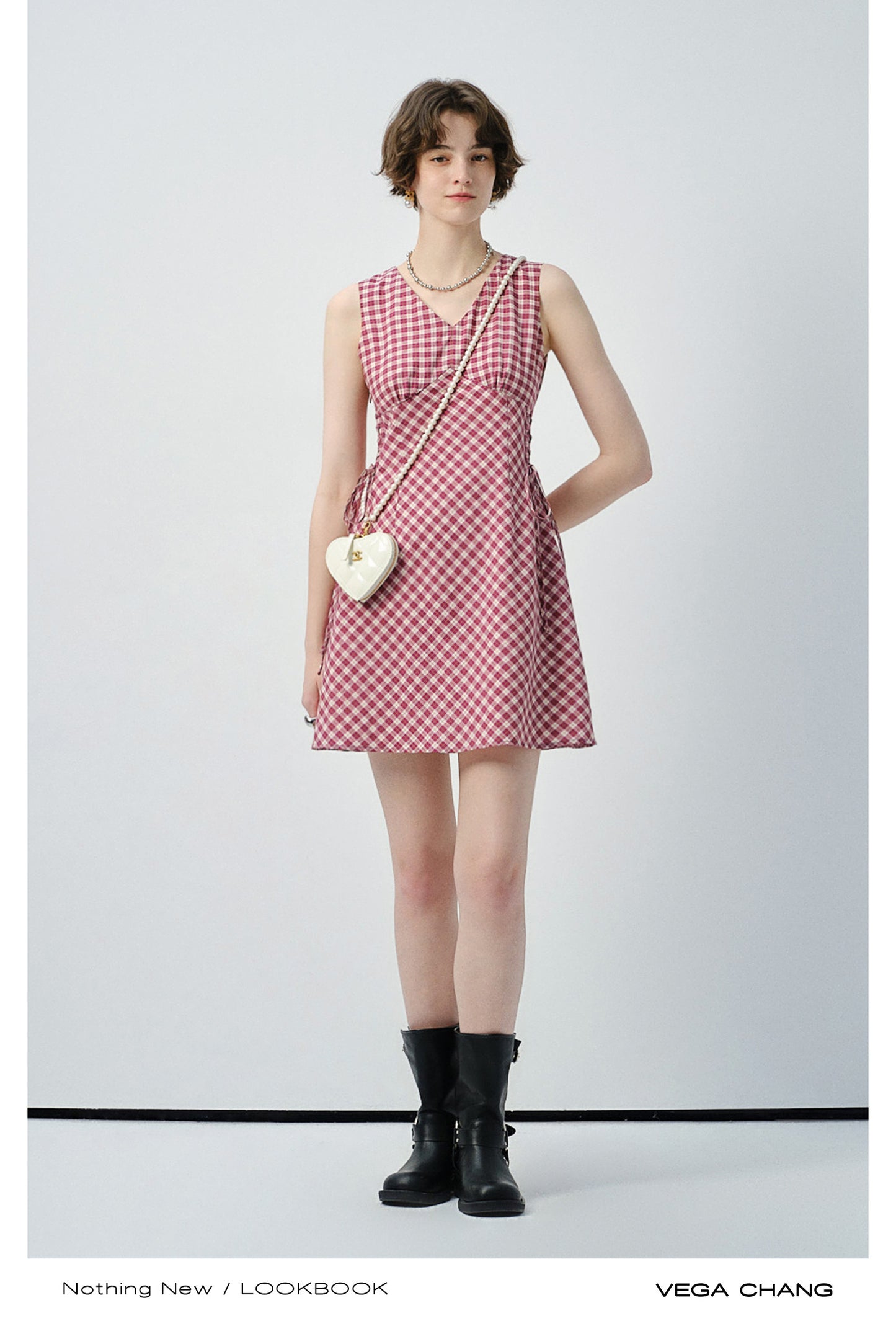 V-Neck Sleeveless Mini Dress With Lace-Up Sides