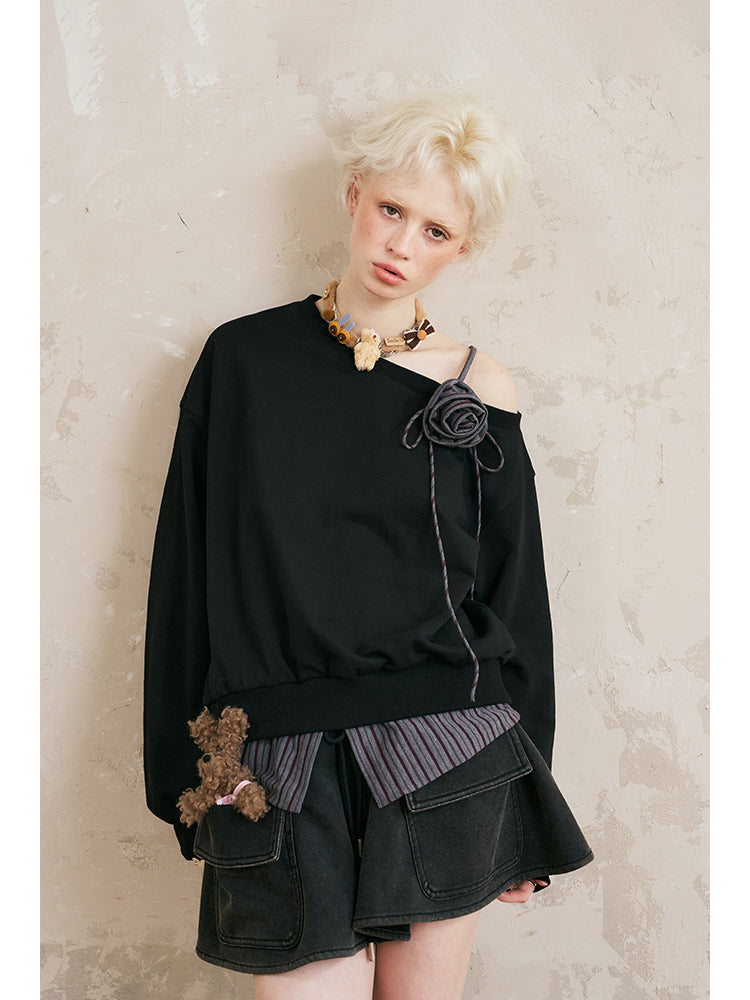 Adjustable Draped Sweat Skirt With Large Pockets