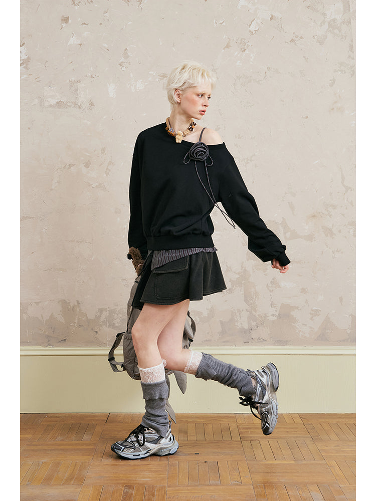 Adjustable Draped Sweat Skirt With Large Pockets