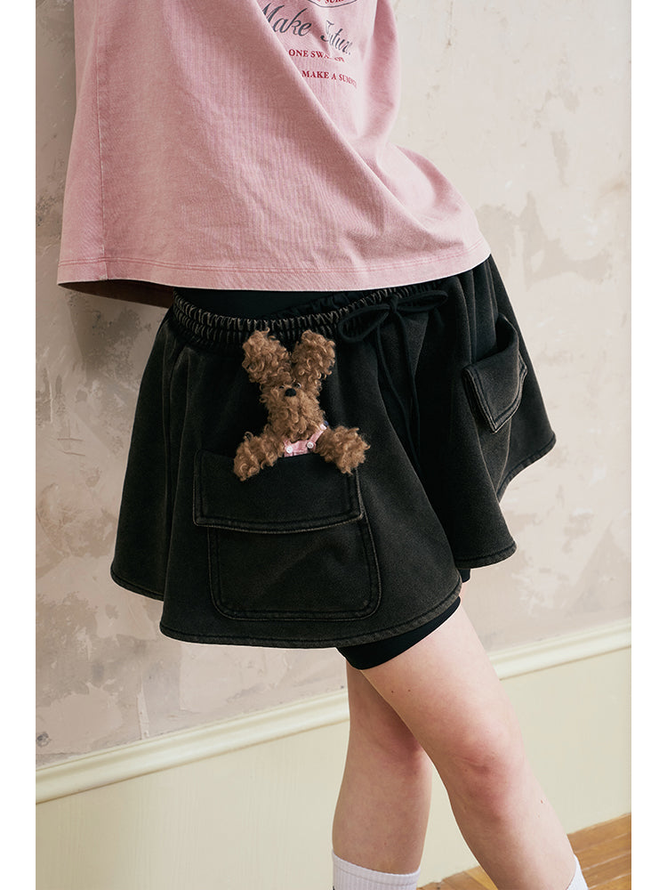 Adjustable Draped Sweat Skirt With Large Pockets