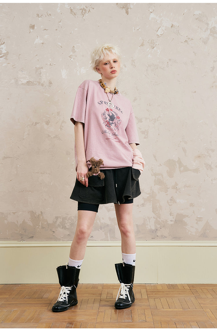 Adjustable Draped Sweat Skirt With Large Pockets