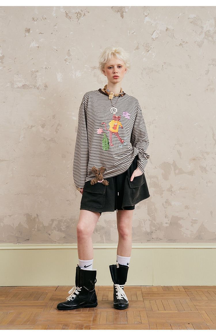 Adjustable Draped Sweat Skirt With Large Pockets