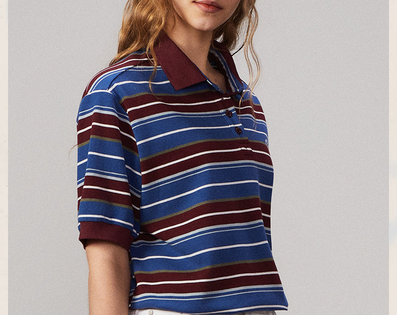 Classic Striped Cotton Polo Shirt