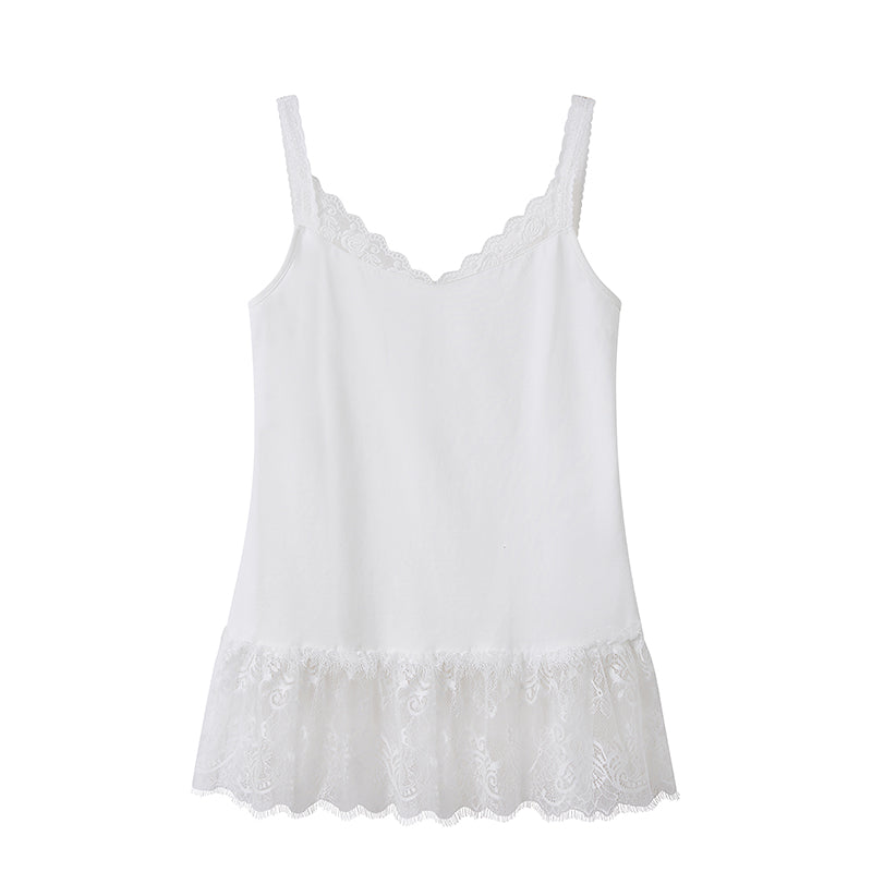 Elastic Lace-Trimmed Camisole Top