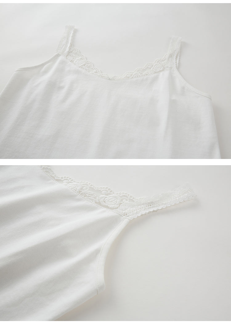 Elastic Lace-Trimmed Camisole Top