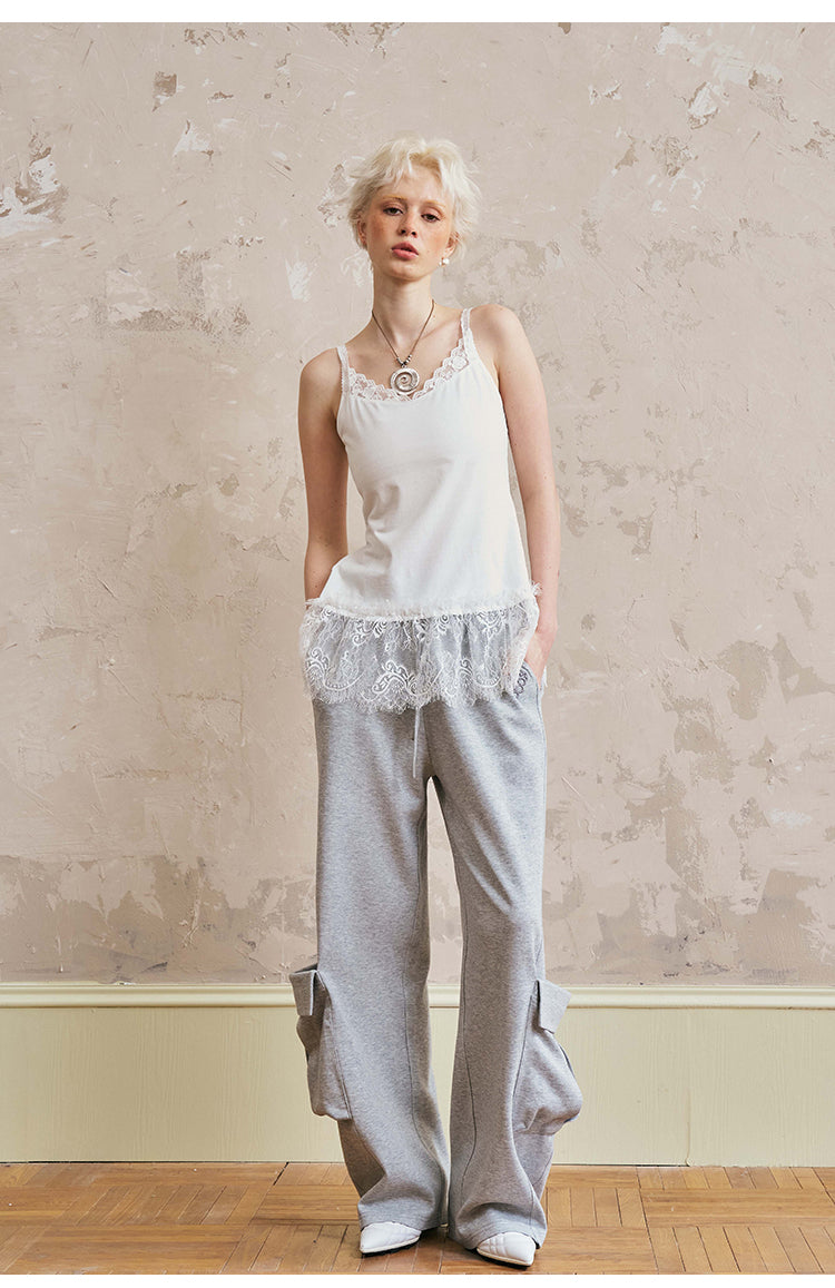 Elastic Lace-Trimmed Camisole Top