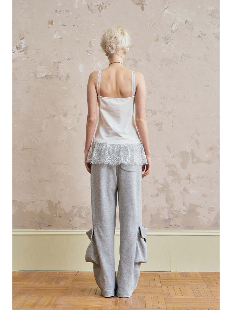 Elastic Lace-Trimmed Camisole Top