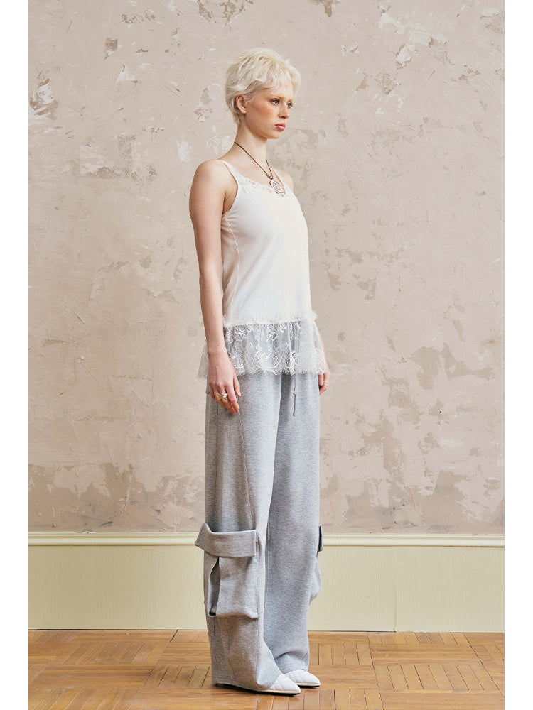 Elastic Lace-Trimmed Camisole Top