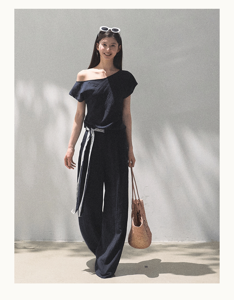 Lightweight Off Shoulder Top And Wide Pants