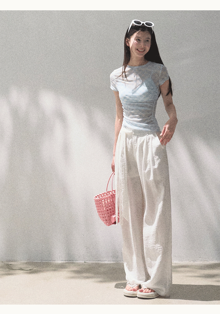Lightweight Off Shoulder Top And Wide Pants