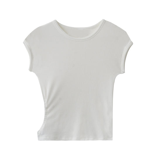 Asymmetric Cutout Drawstring T-Shirt