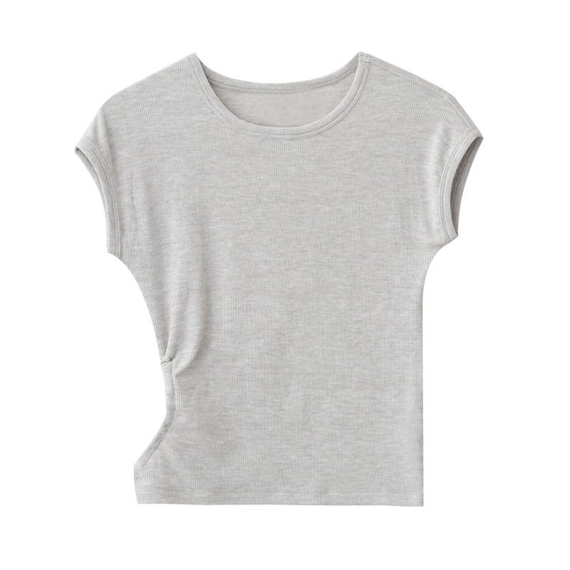 Asymmetric Cutout Drawstring T-Shirt
