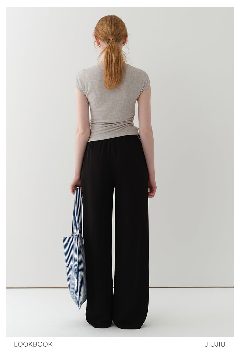 Asymmetric Cutout Drawstring T-Shirt