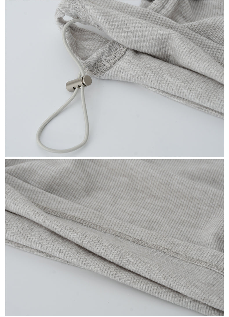Asymmetric Cutout Drawstring T-Shirt