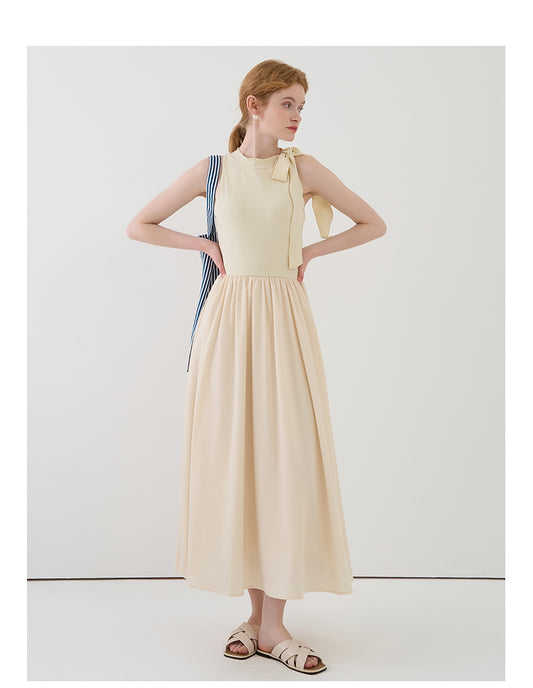 Sleeveless Tie-Neck Maxi Dress In Soft Fabric