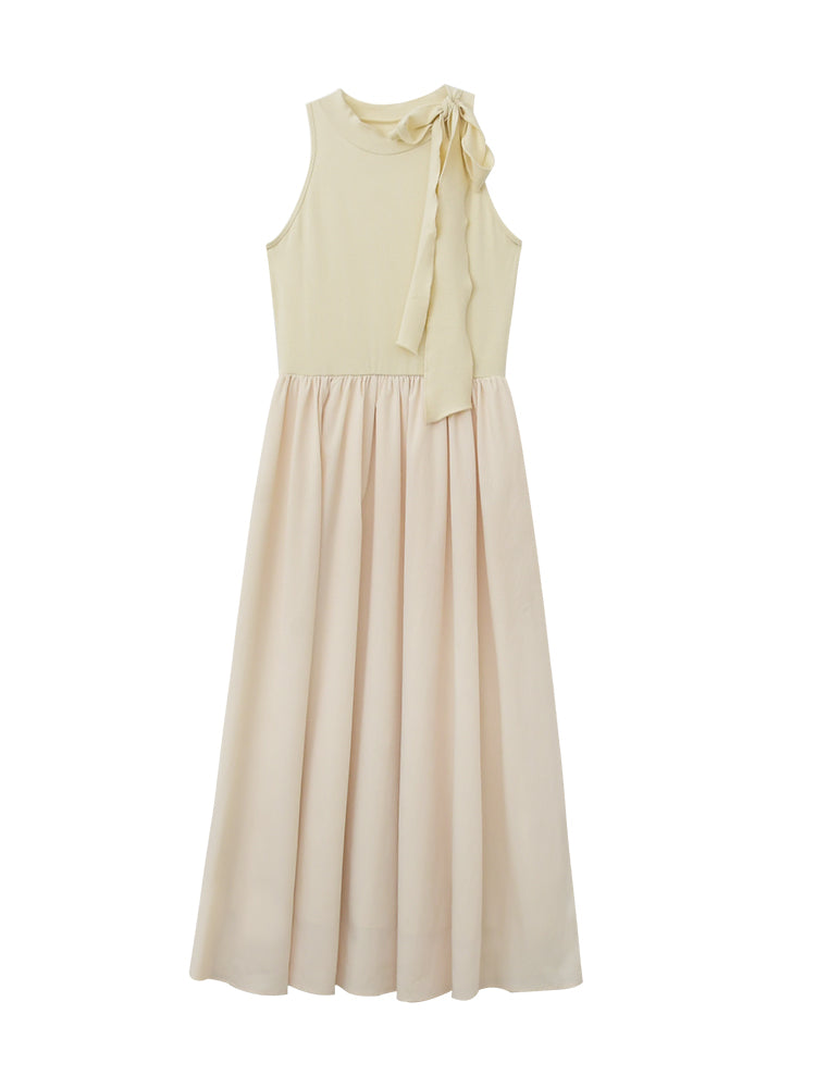 Sleeveless Tie-Neck Maxi Dress In Soft Fabric