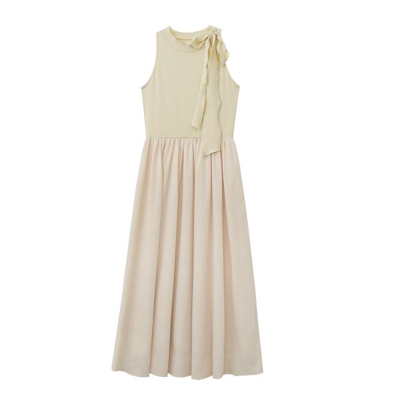 Sleeveless Tie-Neck Maxi Dress In Soft Fabric