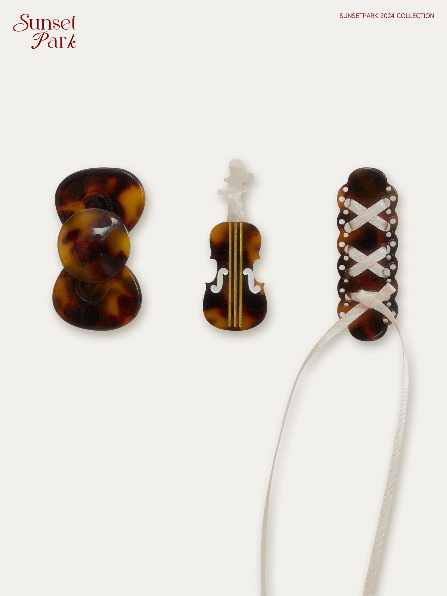 Tortoiseshell Hair Pins (Bow, Ribbon, Violin)