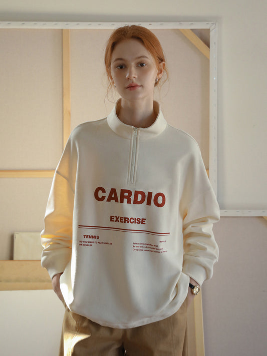 Printed Half-Zip Sweatshirt With Drawstring Hem
