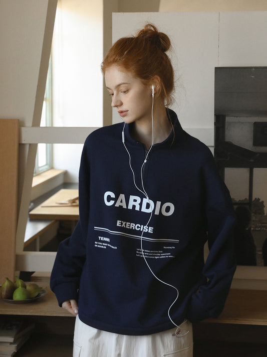 Printed Half-Zip Sweatshirt With Drawstring Hem