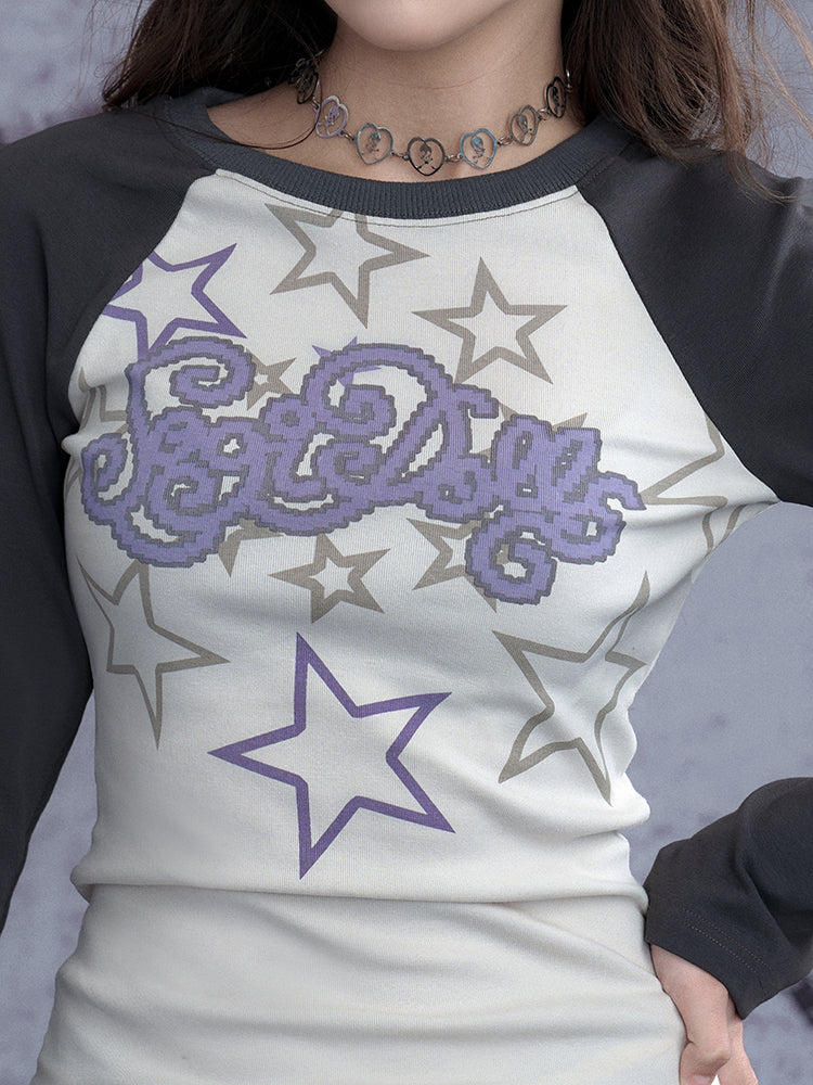 Graphic Star Print Raglan T-Shirt