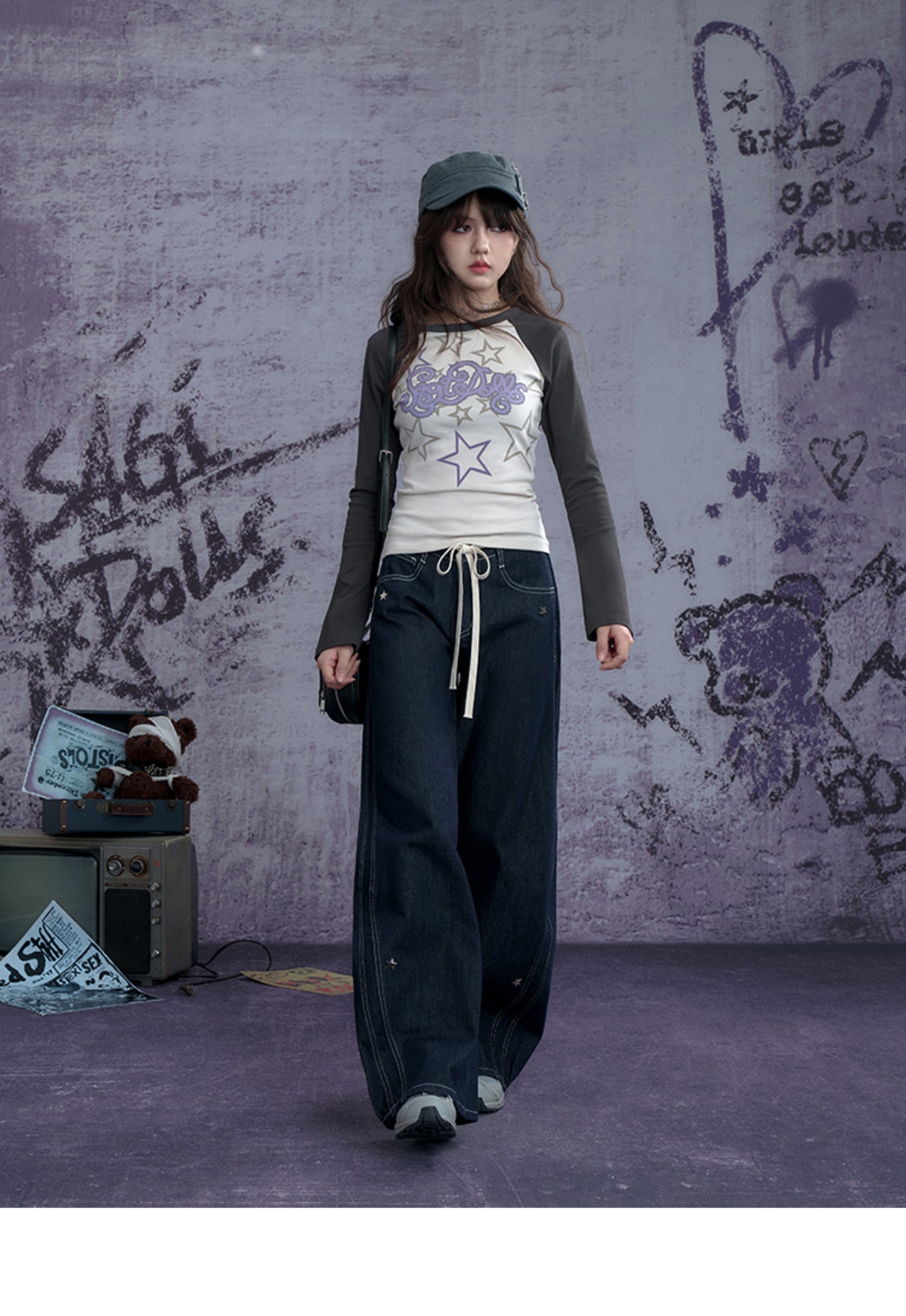 Graphic Star Print Raglan T-Shirt