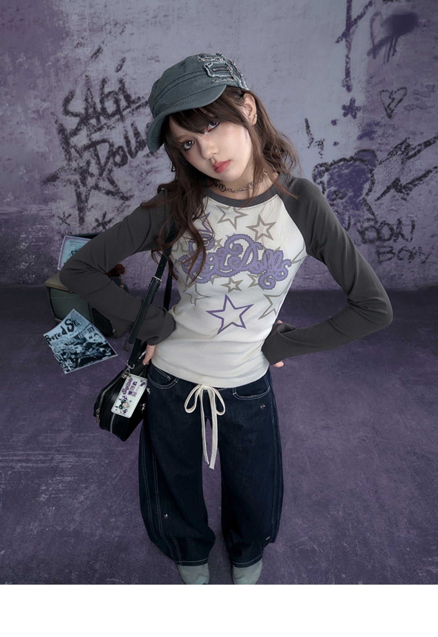 Graphic Star Print Raglan T-Shirt