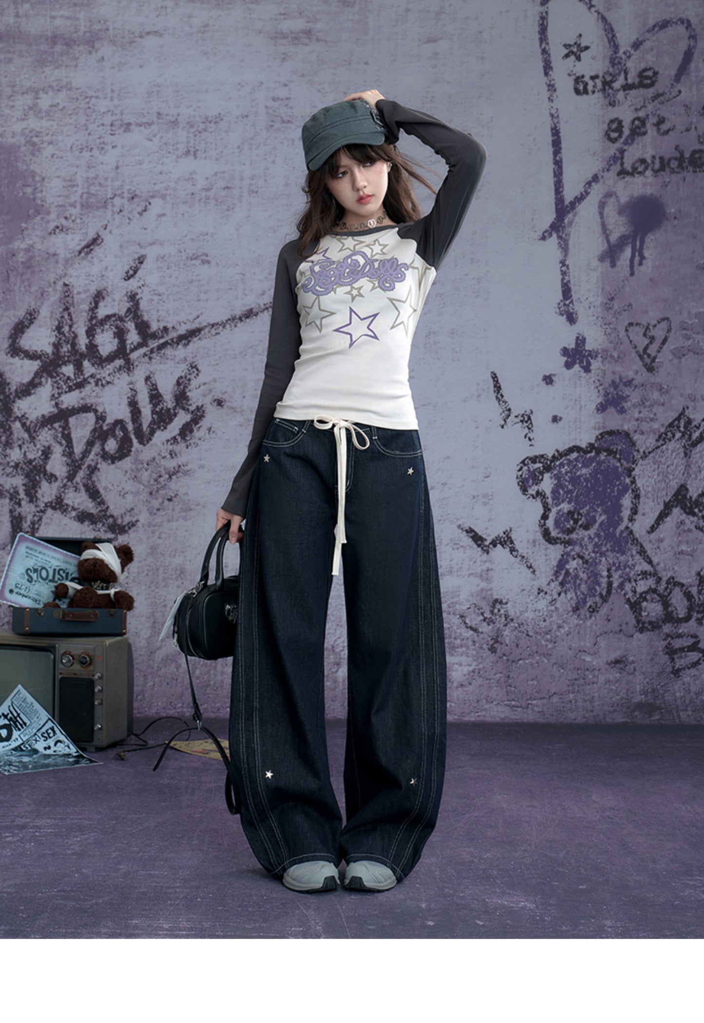 Graphic Star Print Raglan T-Shirt